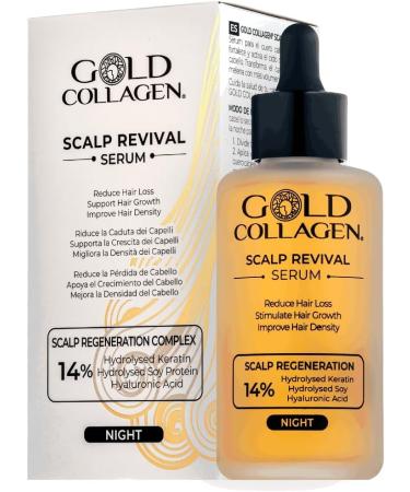 GOLD COLLAGEN Scalp Revival S rum de nuit pour la croissance et la chute des cheveux pour femme avec acide hyaluronique k ratine pour cheveux et extraits naturels - Huile pour cheveux cassants et
