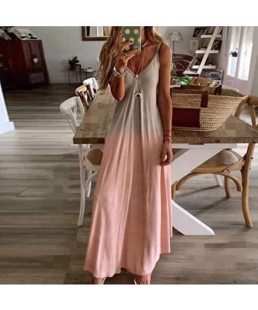 Ronony Women's Sleeveless Maxi Dress - Spaghetti Strap Long Boho Cocktail & Beach Dress - Summer Floral Casual Rosa XXL - Buy Online on GoSupps.com