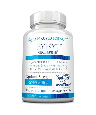 Approved Science EyeSyl - Eye Support Supplement - Chromium Picolinate, Taurine, Lutein, Zeaxanthin, Bilberry, BioPerine - 1 Month Supply - 60 Capsules - Made in The USA 60 Count (Pack of 1)