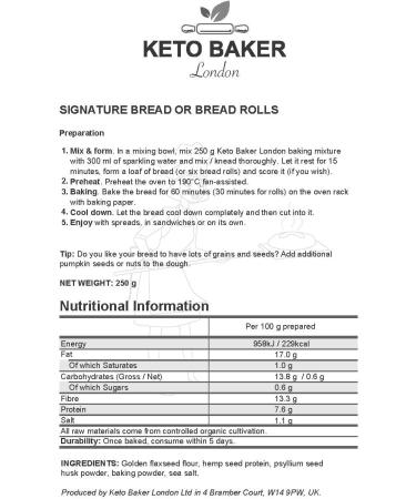 Keto Baker London Bread and Cake Mix - Signature Loaf Baking Mix Vegan Gluten-Free and Low-Carb - Buy Online on GoSupps.com