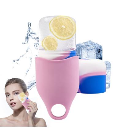 Ice Face Roller Mold  Upgrade Ice Roller for Face and Eye with Drip-proof Cover  Reusable Silicone Facial Ice Mold for Face Skin Brighten Tighten  Large Size Ice Roller Mold for Skin Care (Pink) Pink Ice Mold