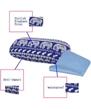 SwirlColor Glasses Case Bohemia Elephant Print Glasses Case Hard Shell with Blue Cleaning Cloth (Blue Glasses Case) - Buy Online on GoSupps.com