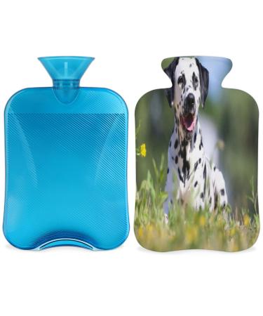 Dalmatian dog heat bottle with a fluffy cover 2l large capacity dog bottle water bag for cozy nights relief of pain back neck and shoulders