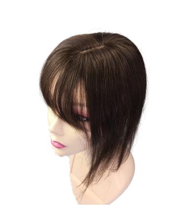 12inch Invisible Human Hair Toppers For Women Thin In Toppers With 3D Air Bangs Straight Hair Bangs Toupee Middle Part Wiglets Hairpieces for Mild Hair Loss Volume Cover Grey Hair (30cm  Dark Brown) 30cm Dark Brown