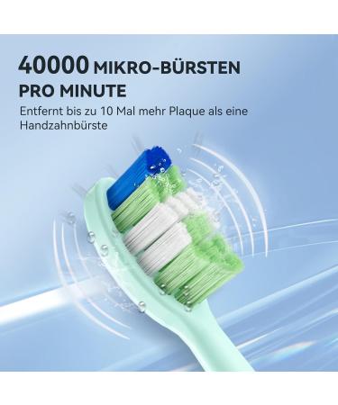 JTF Electric Toothbrush - 6 Brush Heads Travel Case & Wireless Quick Charge | Smart Timer & 5 Modes for Whiter Teeth - Green - Buy Online on GoSupps.com