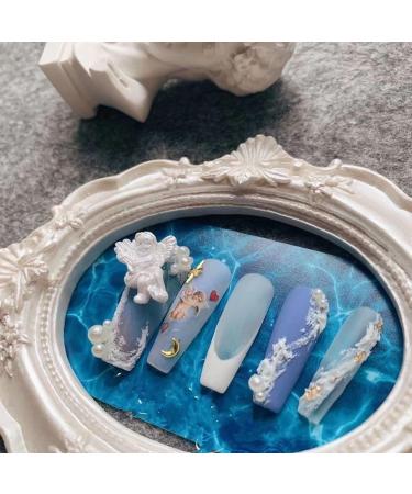 Temperament-enhancing nail plate hand-customized nail dressing nail finished product fake nails retro gypsum explosion Joker white detachable (10-piece)(M)