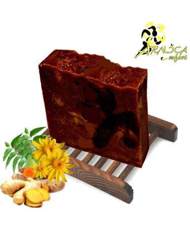 Arnica Therapeutic Bar Soap | Organic Herbal Soap for Skin Hair & Muscles | Neem Ginger Turmeric & Lemongrass | 8oz by ARNICAmfort - Buy Online on GoSupps.com
