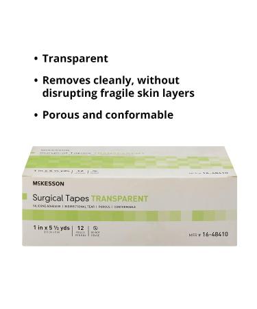 McKesson Surgical Tape 1 x 5.5 yd, Non-Sterile, Transparent Plastic/Silicone - 12 Rolls - Buy Online on GoSupps.com