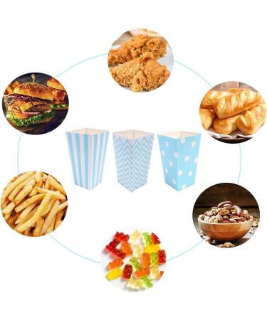 Ouoqi Popcorn Bags - 36 Striped Candy Bar & Snack Box Blue Wave Pattern for Parties Birthdays & Weddings - Buy Online on GoSupps.com