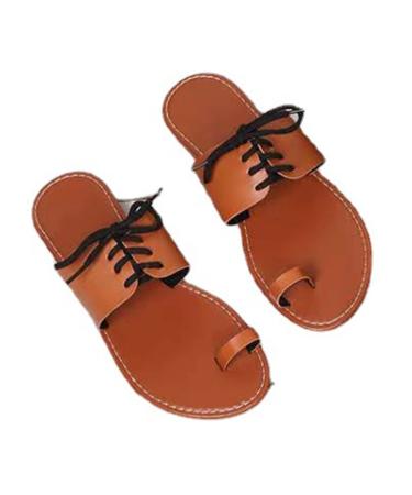 BIAJIAZHUA Bunion Splints Flip Flops for Women Outdoor Casual Lightweight Orthopedic Corrector Flat Sandals Summer Fashion Breathable Comfy Ladies Beach Slippers for Plantar Fasciitis 6.5 Brown