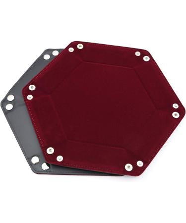 Folding Hexagon Dice Tray with Red Velvet Rolling Surface - Perfect for DND Dice Games and Storage - Buy Online on GoSupps.com