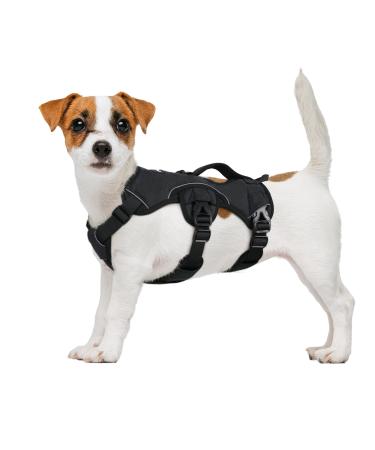 Rabbitgoo Breaking -proof dog harness Small dogs with handle anti -train safety harness Dog breathable adjustable breast dishes padded dog vest panic crockery black s s (1 pack) black