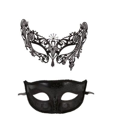 Couple Masquerade Mask 2 Pack Deluxe Venetian Realistic Silicone Half face Mask for Role Play