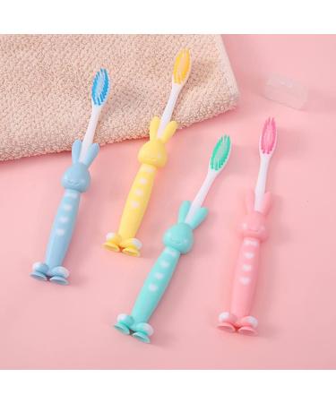 HEALIFTY Kids Toothbrush Set - 4pcs Rubber Handle Toothbrush with Suction Cup (Random Color) - Buy Online on GoSupps.com