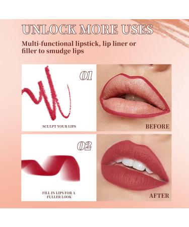 Baorder 6 colors 2in1 color gradient lip liner lipstick lip combo set matte nude brown red velvet lip liner pencil highly pigmented long lasting natural lip pencil crayon makeup - Buy Online on GoSupps.com