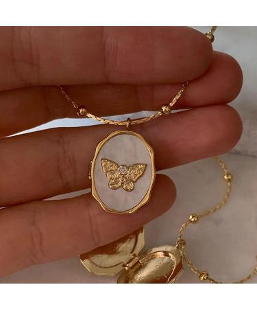 OralGos Elegant Butterfly Pendant Necklace with Photo Album | Delicate Shell Frame Butterfly Jewelry - International Shipping - Buy Online on GoSupps.com