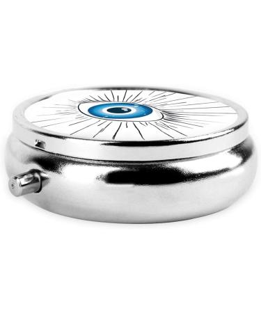 Buy Evil Eye Round Pill Box 3 Compartment Portable Travel Organizer for Vitamins & Tablets | Mini Decorative Pocket Purse - Buy Online on GoSupps.com