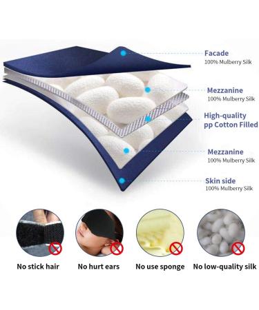 Silk Eye Mask for Sleeping - 19 Momme 100% Pure Mulberry Silk - Blackout Anti-Allergy Blindfold - Blue Sleep Mask for Women/Men/Girls - Buy Online on GoSupps.com