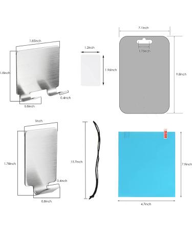 SDlumeiy Fogless Shower Mirror  Includes 1 Adhesive Hooks 1Shaver Hook Frameless Shower Mirror  Anti-Fog Shower Mirror Shaving Wall Hanging Mirror(9.8x7.1inch) - Buy Online on GoSupps.com