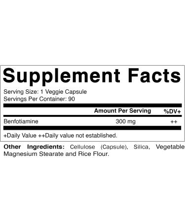 Vitamatic Benfotiamine 300mg - Fat Soluble Vitamin B1 Supplement - 90 Vegetarian Capsules - Buy Online on GoSupps.com