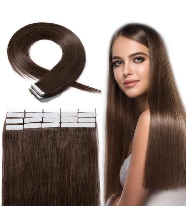 Silk -Co Tape in Extensions Real Hair - #4 Mittelbraun - 20 Wholesale X 4cm wide/2g - 40g hair extension remy real hair extensions tape 30cm