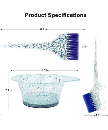 Nylahr 6 Pcs Hair Dye Coloring Kit - DIY Salon Tool for Bleaching and Coloring Hair - Blue Color Brush and Bowl Set - Buy Online on GoSupps.com