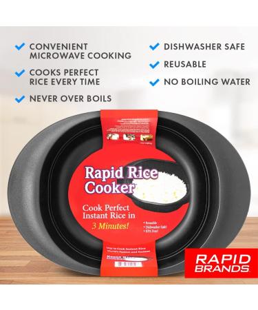 Rapid Microwave Rice Cooker | Cooks Rice Blends in 3 Minutes | Perfect for Dorm, Small Kitchen, or Office | Dishwasher-Safe, Microwaveable, BPA-Free | Black, 1 Pack - Buy Online on GoSupps.com