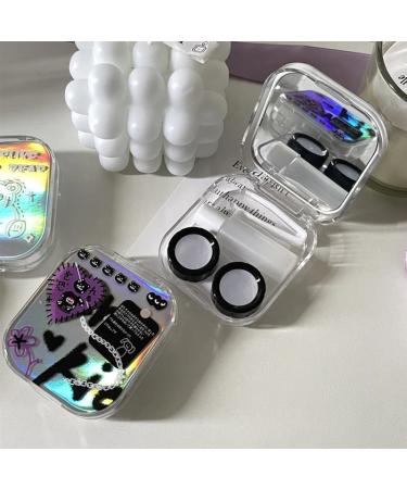 KCHYCV Laser Bear Contact Lens Case | Stylish Beauty Lens Organizer Travel Set | Perfect Gift for Girls - White Color - Buy Online on GoSupps.com