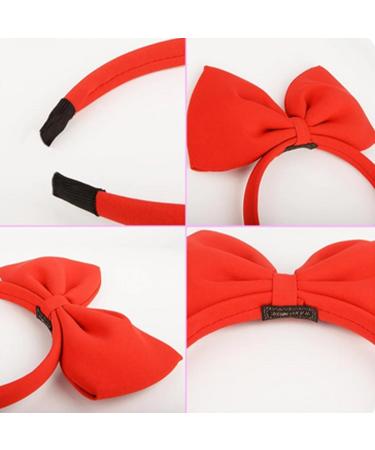 Bow Hairband Cute Girl Red Big Bow Hairband Handmade Fabric bow Hairband Used For Valentine's Day Birthday Party Hair accessories Ladies Role-Playing Headband - Buy Online on GoSupps.com