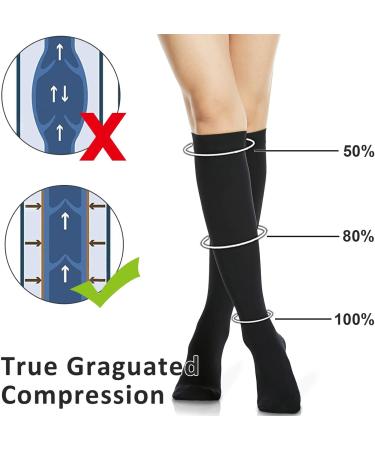 Shop Ailaka Compression Stockings for Men & Women - Knee High 20-30 mmHg Black Medium for Varicose Vein Relief - Buy Online on GoSupps.com
