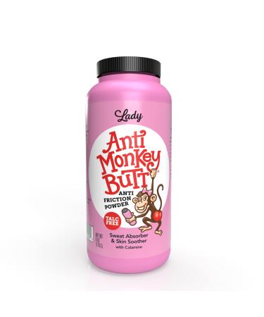 Lady Anti Monkey Butt | Women's Body Powder with Calamine | Prevents Chafing and Absorbs Sweat | Talc Free | 6 Ounces | Pack of 1 Women's Powder