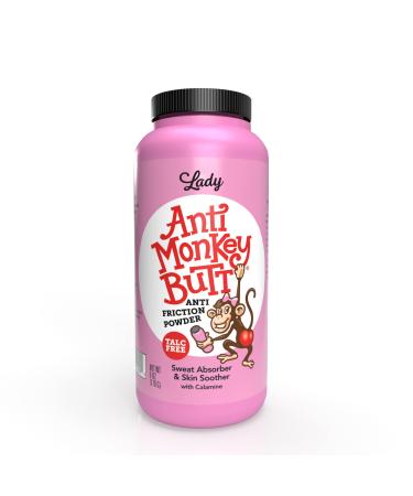 Lady Anti Monkey Butt | Women's Body Powder with Calamine | Prevents Chafing and Absorbs Sweat | Talc Free | 6 Ounces | Pack of 1 Women's Powder