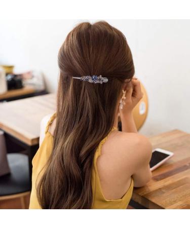 FRCOLOR 1Pc large rhinestone alligator clips clip big hairpin Fashion France metal clip flower clips money clip non-slip curlers french decor wallet crystal hair accessories Dark Blue - Buy Online on GoSupps.com