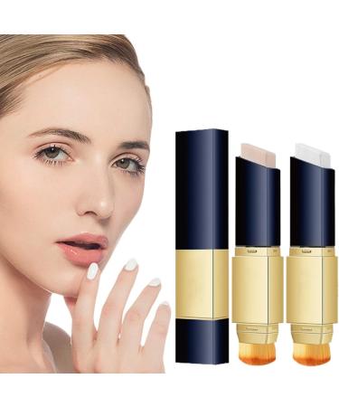Yzs Double Sided Concealer With Brush Double-Sided Concealer With Brush - 2-In-1 White Foundation Stick Yzs Double Sided Concealer Korean Long Lasting Makeup Full Concealer Stick (Natural+Ivory)