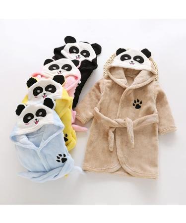 Miyanuby Baby Boy & Girl Soft Flannel Bathrobe - Long-Sleeved Panda Hoodie Nightwear for Ages 2-3 - Perfect Gift for Children - Buy Online on GoSupps.com