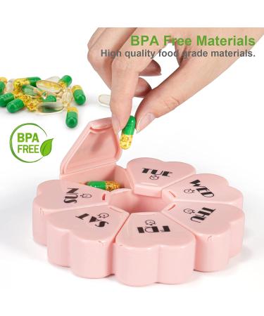 Mooyue Pink Weekly Pill Organizer | Large Compartments, Arthritis Friendly, Cute 7 Day Pill Box for Vitamins & Supplements - Buy Online on GoSupps.com