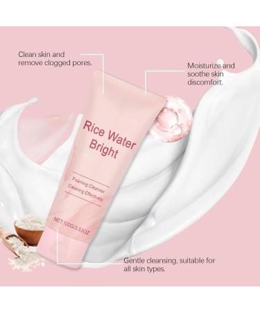Rice Water Bright Facial Cleansing Foam Korean Face Cleanser Face Cleansing Foam Rice Water Moisturizing Foaming Cleansing and Brightening Korean Skin Care (1) - Buy Online on GoSupps.com