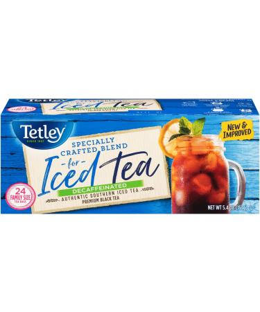 Tetley Black Tea, Decaffeinated Iced Tea Blend, Family Size, Packaging May Vary, 24 Count (Pack of 6)