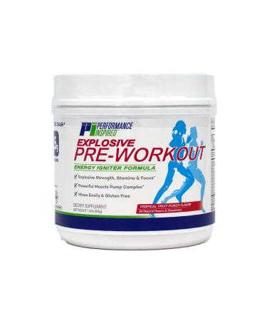 PERFORMANCE INSPIRED Nutrition Pre-Workout Powder - Contains Citrulline - Nitrosigine - Green Tea - All Natural - 1.49 lb - Tropical Fruit Punch