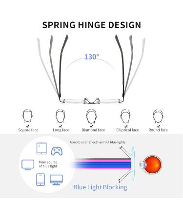 JJWELL 3 Pack Blue Light Blocking Reading Glasses for Men - Anti-Eyestrain & UV 400 Protection - Lightweight Rimless Metal Frames - Spring Hinge Eyeglasses (1.50 Strength) - Black Gunmetal Brown - Buy Online on GoSupps.com