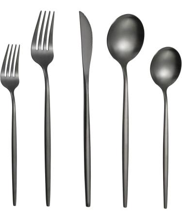 Stainless Steel Silverware Set Set of Spoons and Forks Set Home Kitchen Hotel Restaurant Silverware Set for Kids and Adults Dining Wynott Black - Buy Online on GoSupps.com