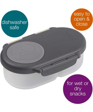 b.box Snackbox for Toddlers Kids | Mini Bento Lunch Box | 2 Compartments, Leak Proof | BPA Free, Dishwasher Safe | Ages 4 Months+ | Graphite (12 fl oz) - Buy Online on GoSupps.com
