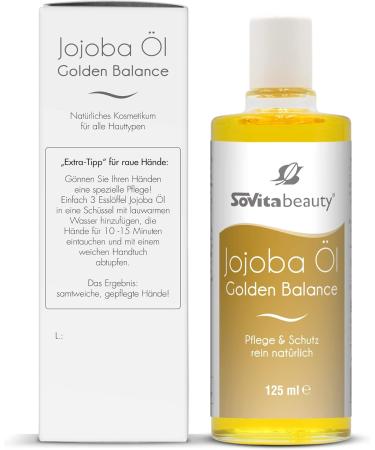 Jojoba Oil Golden Balance - 100% Cold-Pressed Natural Jojoba Oil (125 ml) for Radiant Skin & Hair Care - Buy Online on GoSupps.com