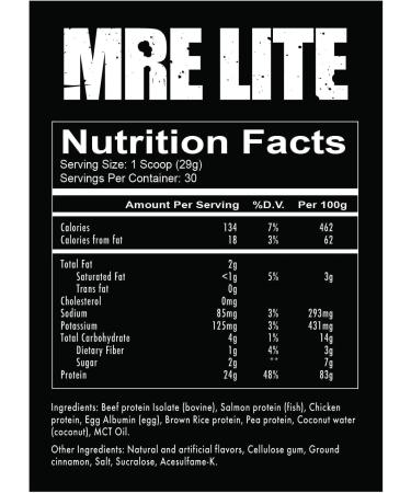 REDCON1 MRE LITE Whole Food Protein Powder | 24g Protein 4g Carbs 130 Calories No Added Sugar | No Whey Protein Bloat Free Easy Digesting Protein Powder | 30 Servings (Oatmeal Chocolate Chip) - Buy Online on GoSupps.com