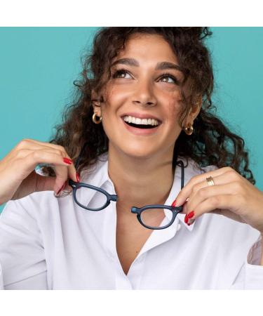 Contacta Lock Reading Glasses for Men & Women - Magnetic Rigid Collar Adjustable Sticks Blue +3.00 Diopters Includes Glasses Holder | Lightweight 33g - Buy Online on GoSupps.com