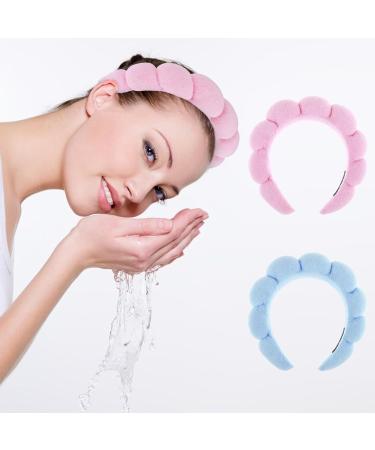 YUXIANLB 2 PCS Spa Headbands for Women Bubble Sponge Headband for Washing Face Skincare Headbands for Makeup Removal Terry Cloth Puffy Shower Headbands for Women Skin Care Accessories(Pink Blue) Pink & Blue 2 - Buy Online on GoSupps.com