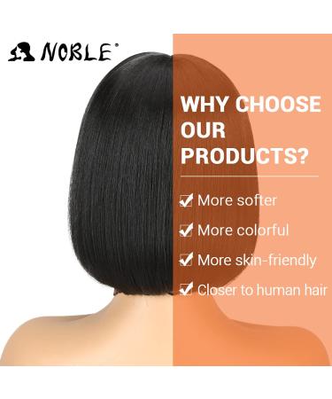 Noble Black Bob Wig for Women - 10 Inch Short Straight T Part HD Lace Front | 150% Density Heat Resistant Synthetic Hair | Blunt Cut for Party & Daily Use - Natural Black - Buy Online on GoSupps.com