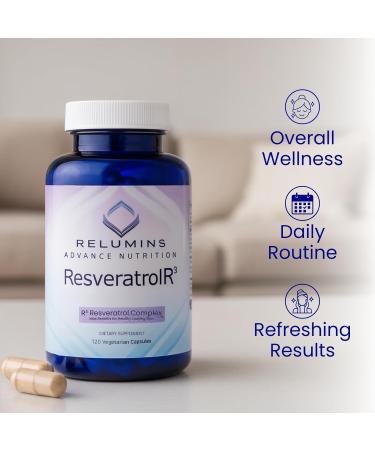 Relumins Resveratrol 600mg Supplement High-Potency Antioxidant with Grape Seed & Red Wine Extract Supports Skin Heart Health & Immune System 120 Vegan Capsules x 3 Bottles - Buy Online on GoSupps.com