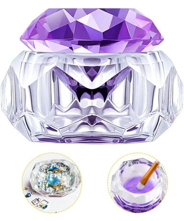 Nail Art Dappen Dish Crystal Glass Liquid Powder Cup Clear Diamond Manicure Bowl with Lid Brushes - Buy Online on GoSupps.com