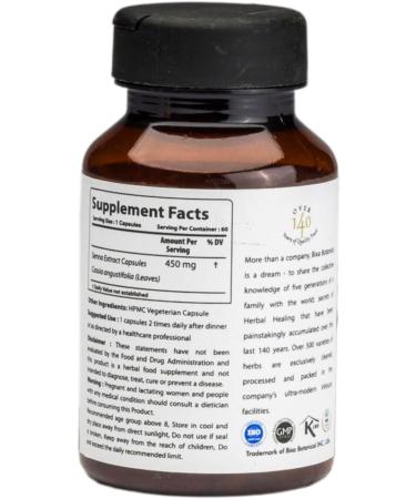 Senna Leaves Extract Capsules | 60 Count (450mg) Herbal Supplement for Laxative Action & Improved Bowel Health - Buy Online on GoSupps.com